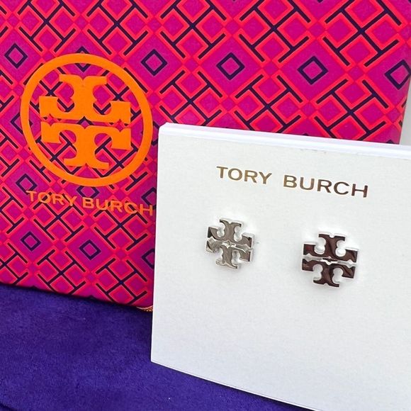Tory Burch Jewelry - New Tory Burch Silver Kira Logo Stud Earring $78